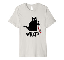 Ladda upp bild till gallerivisning, Cat What? Murderous Black Cat With Knife Halloween Gift Premium T-Shirt 169102