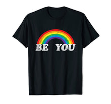 Ladda upp bild till gallerivisning, Retro LGBT T-Shirt| Cool Distressed Tops| Be You Rainbow Tee T-Shirt 95409