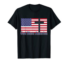 Ladda upp bild till gallerivisning, God Bless America Patriotic Flag with Cross T-shirt 878614