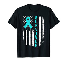 Ladda upp bild till gallerivisning, Funny shirts V-neck Tank top Hoodie sweatshirt usa uk au ca gifts for Ovarian Cancer Awareness American Flag Survivor T-Shirt 4254348