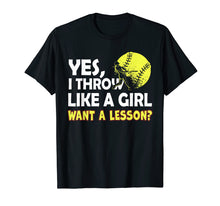 Ladda upp bild till gallerivisning, Funny shirts V-neck Tank top Hoodie sweatshirt usa uk au ca gifts for Yes I Throw Like A Girl Want A Lesson T-Shirt Softball Gift 1321887