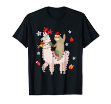 Ladda upp bild till gallerivisning, Funny shirts V-neck Tank top Hoodie sweatshirt usa uk au ca gifts for Santa Sloth Riding Llama Reindeer Christmas T-shirt 1345602