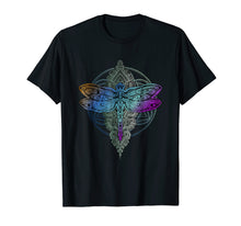 Ladda upp bild till gallerivisning, Colorful Mandala Dragonfly T-Shirt - Lotus Flower Tee