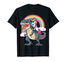 Ladda upp bild till gallerivisning, Funny shirts V-neck Tank top Hoodie sweatshirt usa uk au ca gifts for Unicorn Riding Dinosaur T rex Shirt Boys Girls Kids Rainbow 1906152