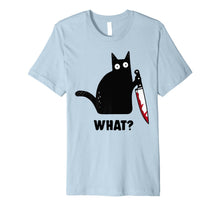Ladda upp bild till gallerivisning, Cat What? Funny Murderous Black Cat With Knife Halloween Premium T-Shirt 105197