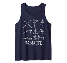 Ladda upp bild till gallerivisning, Funny Namaste Skeleton Yoga Skull Halloween Hippie Peace Tank Top 115675