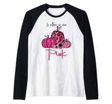 Ladda upp bild till gallerivisning, In October We Wear Pink Pumpkin Breast Cancer Halloween Raglan Baseball Tee 80797