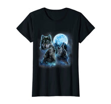 Ladda upp bild till gallerivisning, Funny shirts V-neck Tank top Hoodie sweatshirt usa uk au ca gifts for T-Shirt Three Wolves Howling Under Icy Full Moon, Gray Wolf 248423