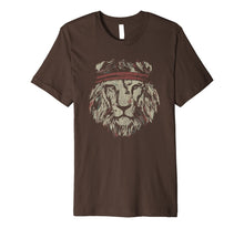 Ladda upp bild till gallerivisning, Tribal Lion Head T-Shirt Wearing Headband Lion Face Tee 188694