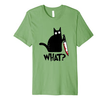 Ladda upp bild till gallerivisning, Cat What? Murderous Black Cat With Knife Halloween Gift Premium T-Shirt 169102