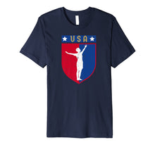 Ladda upp bild till gallerivisning, Distressed USA Red, White and Blue Soccer US Shield Flag Premium T-Shirt 90897