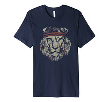 Ladda upp bild till gallerivisning, Tribal Lion Head T-Shirt Wearing Headband Lion Face Tee 188694