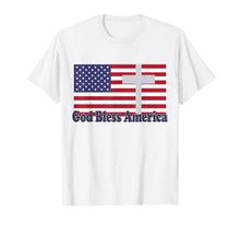 Ladda upp bild till gallerivisning, God Bless America Patriotic Flag with Cross T-shirt 878614