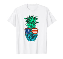 Ladda upp bild till gallerivisning, Men's Women's T Shirt Blue-green Pineapple Flag Sunglasses 681966