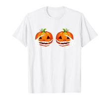 Ladda upp bild till gallerivisning, Skeleton Hands On Chest Pumpkin Boobs - Halloween costumes T-Shirt 752401