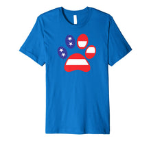 Ladda upp bild till gallerivisning, Patriotic Paw Print in Red, White, & Blue. Premium T-Shirt 373720