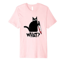 Ladda upp bild till gallerivisning, Cat What? Murderous Black Cat With Knife Halloween Gift Premium T-Shirt 169102