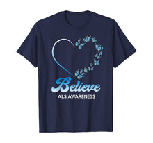 Ladda upp bild till gallerivisning, Blue and White Butterflies Heart Believe ALS Awareness Gifts TShirt554719