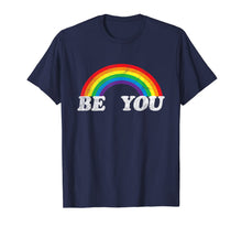 Ladda upp bild till gallerivisning, Retro LGBT T-Shirt| Cool Distressed Tops| Be You Rainbow Tee T-Shirt 95409