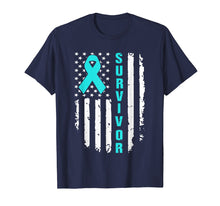 Ladda upp bild till gallerivisning, Funny shirts V-neck Tank top Hoodie sweatshirt usa uk au ca gifts for Ovarian Cancer Awareness American Flag Survivor T-Shirt 4254348
