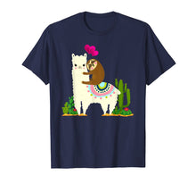 Ladda upp bild till gallerivisning, Sloth Riding Llama Tshirt Funny Valentines Day Gift