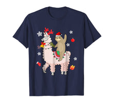 Ladda upp bild till gallerivisning, Funny shirts V-neck Tank top Hoodie sweatshirt usa uk au ca gifts for Santa Sloth Riding Llama Reindeer Christmas T-shirt 1345602