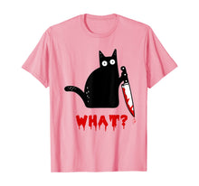 Ladda upp bild till gallerivisning, Cat What? Funny Murderous Black Cat With Knife Halloween T-Shirt 372267