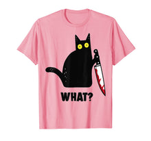 Ladda upp bild till gallerivisning, Black Cat,Murderous Cat With Knife what T-Shirt 430151