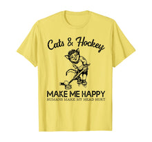 Ladda upp bild till gallerivisning, Cats and Hockey Make Me Happy Humans Make My Head Hurt T-Shirt 302022