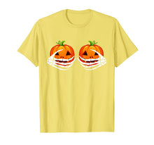 Ladda upp bild till gallerivisning, Skeleton Hands On Chest Pumpkin Boobs - Halloween costumes T-Shirt 752401
