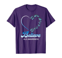 Ladda upp bild till gallerivisning, Blue and White Butterflies Heart Believe ALS Awareness Gifts TShirt554719