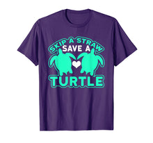 Ladda upp bild till gallerivisning, Funny shirts V-neck Tank top Hoodie sweatshirt usa uk au ca gifts for Skip A Straw Save A Turtle Graphic Turquoise T-Shirt 2669683