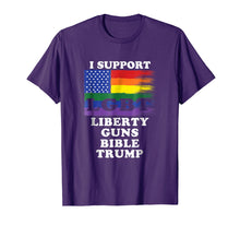 Ladda upp bild till gallerivisning, Funny shirts V-neck Tank top Hoodie sweatshirt usa uk au ca gifts for I support LGBT Liberty Guns Bible rainbow color T-Shirt 2531496