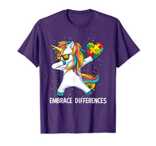Ladda upp bild till gallerivisning, Funny shirts V-neck Tank top Hoodie sweatshirt usa uk au ca gifts for Autism Awareness Embrace Differences Dabbing Unicorn T-Shirt 2008486