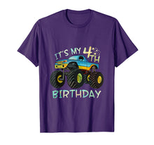 Ladda upp bild till gallerivisning, Funny shirts V-neck Tank top Hoodie sweatshirt usa uk au ca gifts for Kids 4 Year Old Birthday Boy Gift Monster Truck Shirt I 4th 3964851