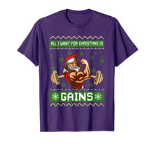 Ladda upp bild till gallerivisning, Funny shirts V-neck Tank top Hoodie sweatshirt usa uk au ca gifts for All I Want For Christmas Is Gains Gym Workout Ugly Xmas T-Shirt 1107549