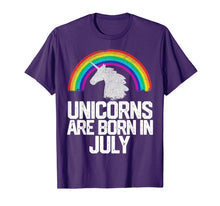 Ladda upp bild till gallerivisning, UNICORNS ARE BORN IN JULY Birthday T Shirt Rainbow Girl Gift 126395