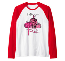 Ladda upp bild till gallerivisning, In October We Wear Pink Pumpkin Breast Cancer Halloween Raglan Baseball Tee 80797