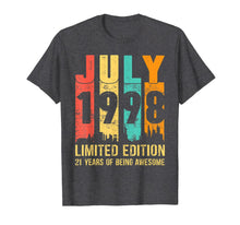 Ladda upp bild till gallerivisning, July 1998 T Shirt 21 Year Old 21st Birthday Gift Tee Shirt 81609