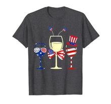 Ladda upp bild till gallerivisning, Red White Blue Wine Glasses American Flag 4th Of July Tshirt 259279