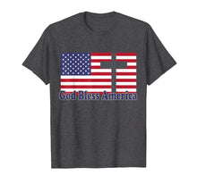 Ladda upp bild till gallerivisning, God Bless America Patriotic Flag with Cross T-shirt 878614