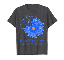 Ladda upp bild till gallerivisning, Faith Hope Love Colon Cancer Awareness Flower Blue Gifts T-Shirt-472196