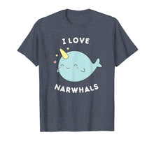 Ladda upp bild till gallerivisning, Funny shirts V-neck Tank top Hoodie sweatshirt usa uk au ca gifts for Cute Kawaii I Love Narwhals T-Shirt 1582487