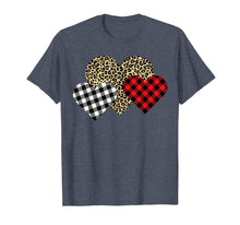 Ladda upp bild till gallerivisning, Funny Leopard And Buffalo Plaid Printed Love Heart Gifts T-Shirt--