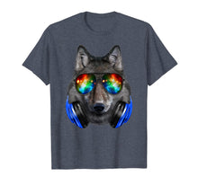 Ladda upp bild till gallerivisning, Grey Wolf as DJ in Galaxy Sunglass, Headphone - T-Shirt 937549