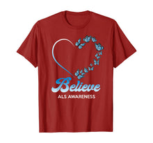 Ladda upp bild till gallerivisning, Blue and White Butterflies Heart Believe ALS Awareness Gifts TShirt554719
