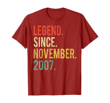 Ladda upp bild till gallerivisning, Funny shirts V-neck Tank top Hoodie sweatshirt usa uk au ca gifts for 12 years old Gifts Shirt- Legend Since November 2007 T-Shirt 126109