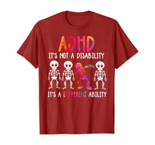 Ladda upp bild till gallerivisning, ADHD It's Not Disability It's A Different Ability Skeleton T-Shirt 126435
