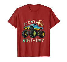 Ladda upp bild till gallerivisning, Funny shirts V-neck Tank top Hoodie sweatshirt usa uk au ca gifts for Kids 4 Year Old Birthday Boy Gift Monster Truck Shirt I 4th 3964851