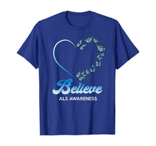 Ladda upp bild till gallerivisning, Blue and White Butterflies Heart Believe ALS Awareness Gifts TShirt554719